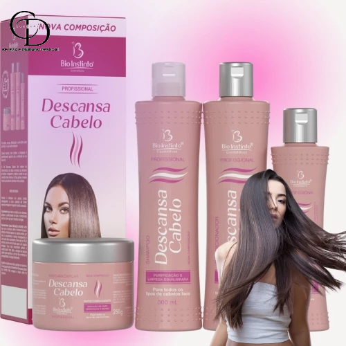 Kit Capilar Descansa Cabelo Progressiva Orgânica Profissional Salão de Beleza Bio Instinto