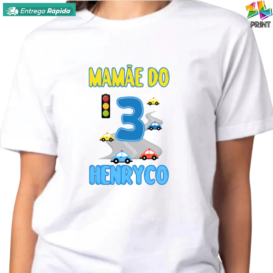 Camiseta Adulto MAMÃE Aniversário CARRINHOS personalizada com Nome e Idade [est.2] Festa Temática ZLprint em Oferta na Shopee