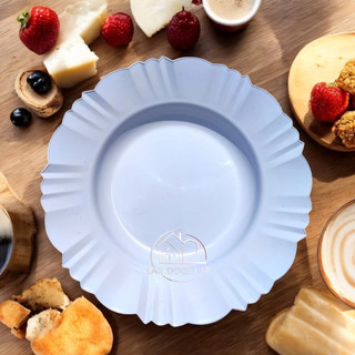 Prato fundo pétala branco redondo refeição comida 23cm
