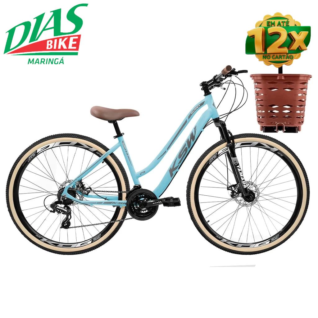 Bike Aro 29 KSW Sunny Retrô 21V Câmbios Shimano C/ Cesta e Freio a Disco