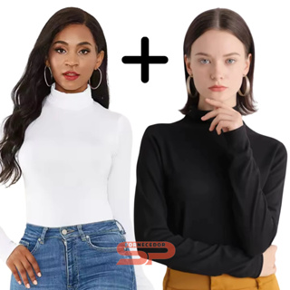 KIT 2 Blusa Gola Alta Cacharrel Feminino Básica Tecido Suplex em Oferta na Shopee