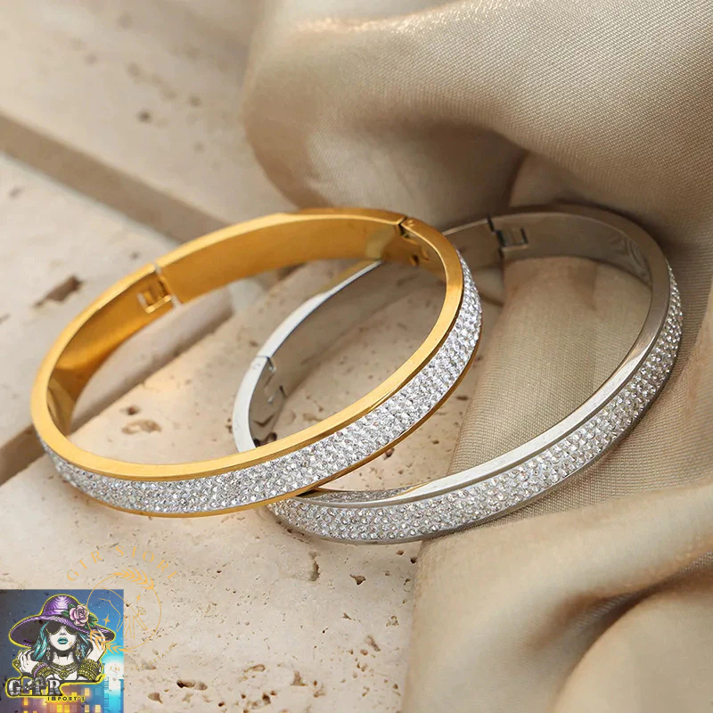 Bracelete com Strass Aço inox Nunca Perde a Cor