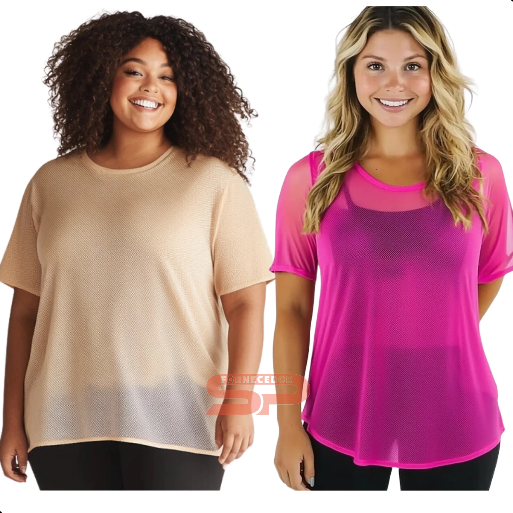 Kit Blusa Tule Feminina Academia Transparente Moda Fitness em Oferta na Shopee