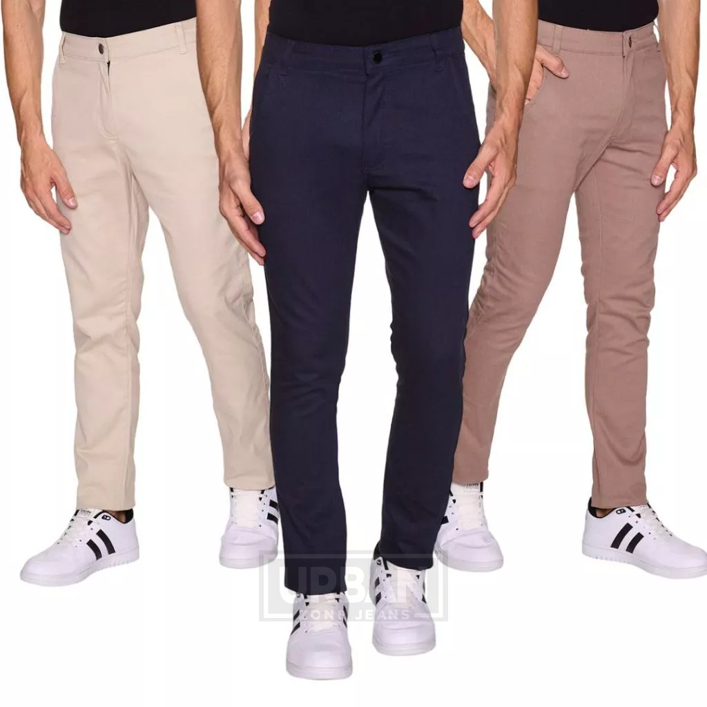 Kit c/ 3 Calças Masculinas Esporte Fino Sport Fino Social Sarja Brim