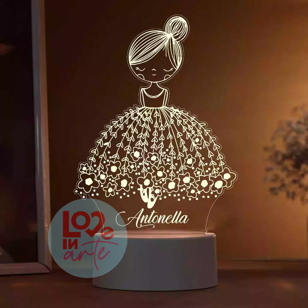 Luminária Bailarina LED 7 cores RGB Personalizada nome Criança, Decoração, Bebê, Acrílico, Abajur em Oferta na Shopee
