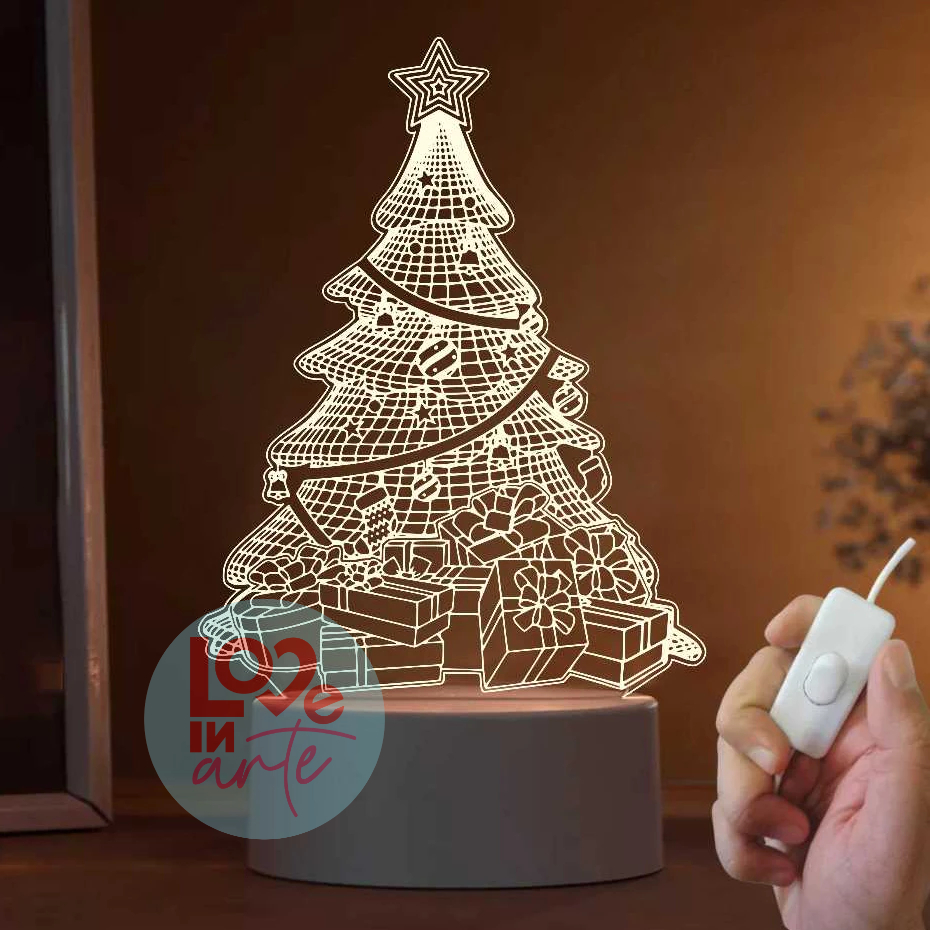 Luminária 3D 7 Cores RGB Natal, Merry Christmas - Decoração, Família, Ceia, Abajur, Presente