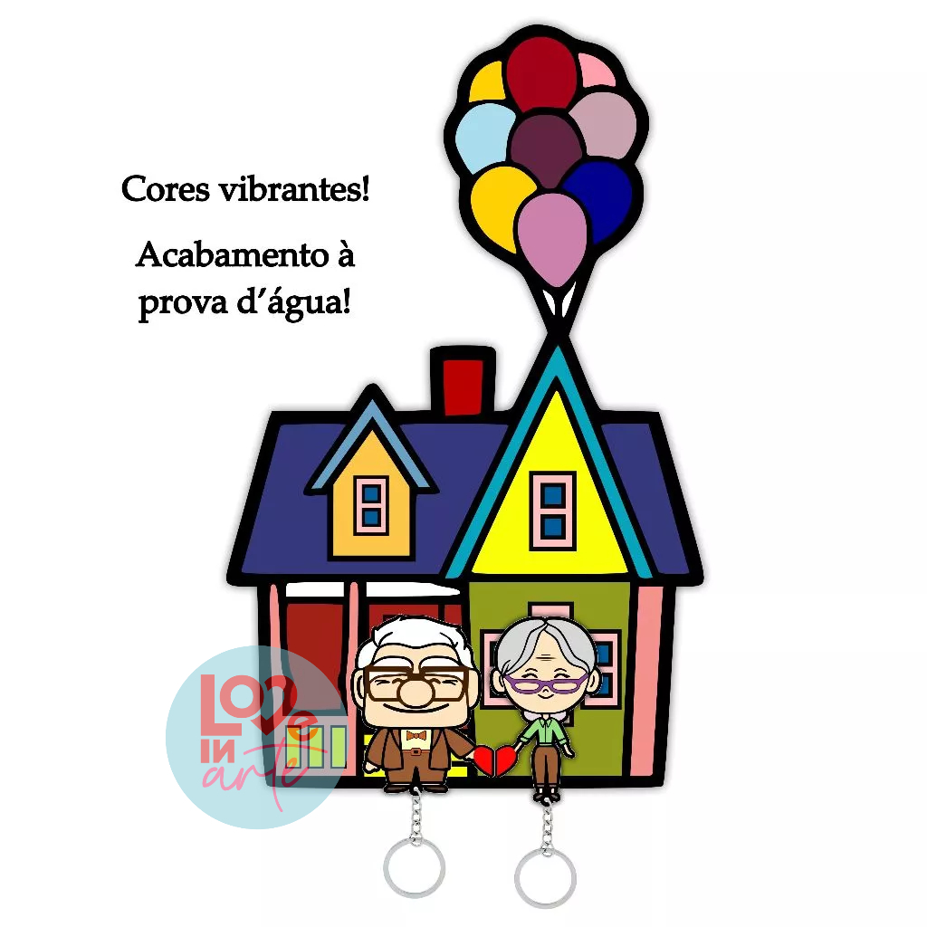 Porta Chaves + Par Chaveiros UP altas aventuras filme Casa Colorido Decoração, Apartamento, Casal, Dia dos namorados em Oferta na Shopee