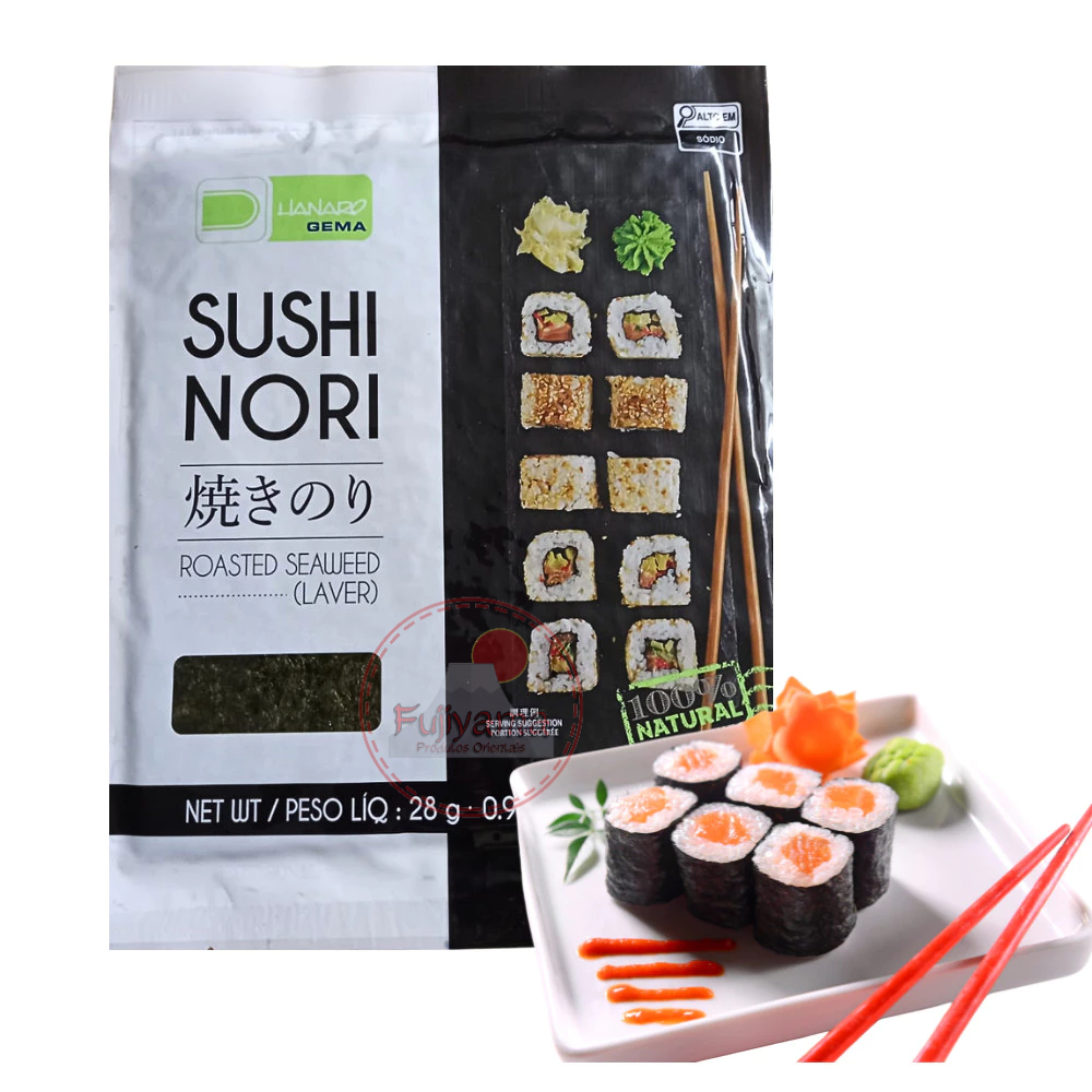 Alga Nori para Sushi Temaki Alga Marinha 10 folhas 28g Hanaro em Oferta na Shopee