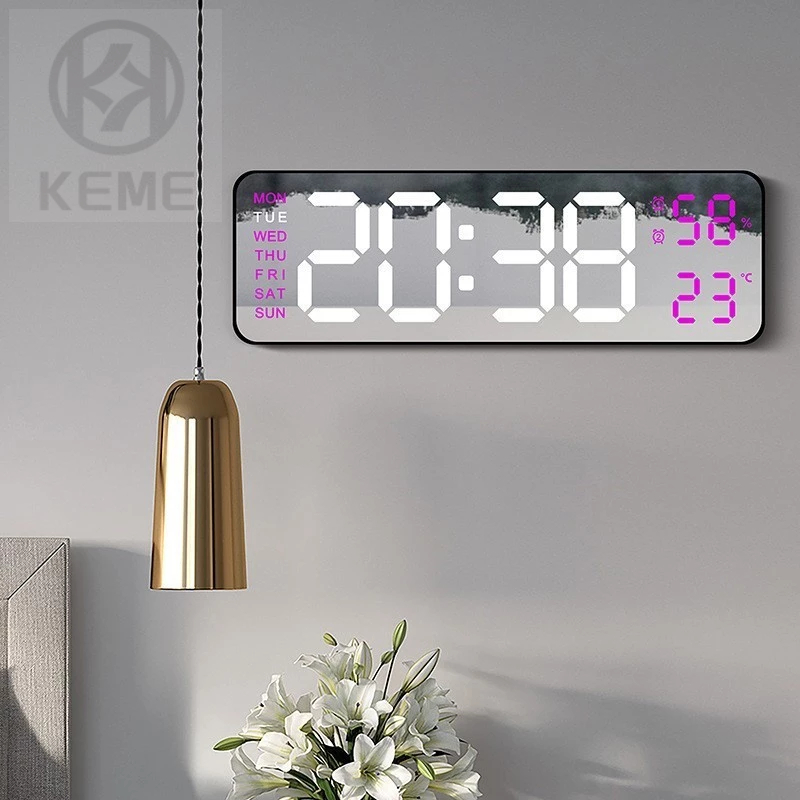 Relógio De Parede e Mesa Digital Grande Temperatura E Umidade Semana Mostrador De Reguláve...
