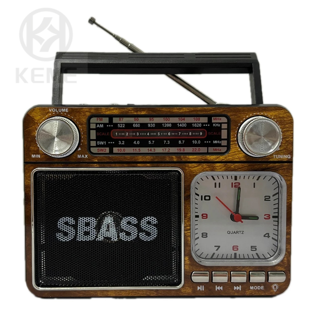 caixinha de som rádio relógio retro bluetooth vintage fm am sw usb portátil AD135