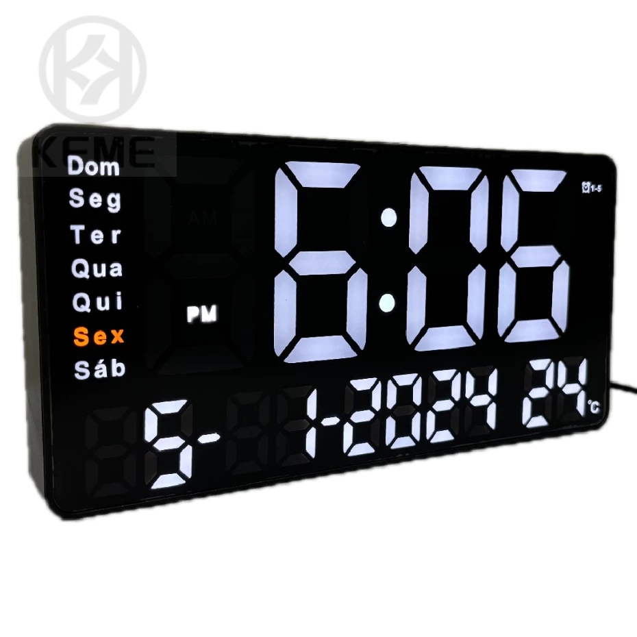 Relógio Digital LED De Parede E Mesa Calendário Alarme Data Temperatura LE-2167 em Oferta na Shopee