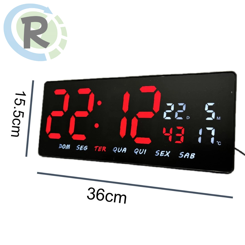 Relógio De Parede Led Digital Grande Em Led Data Salão Manicure academia Hospital Alarme