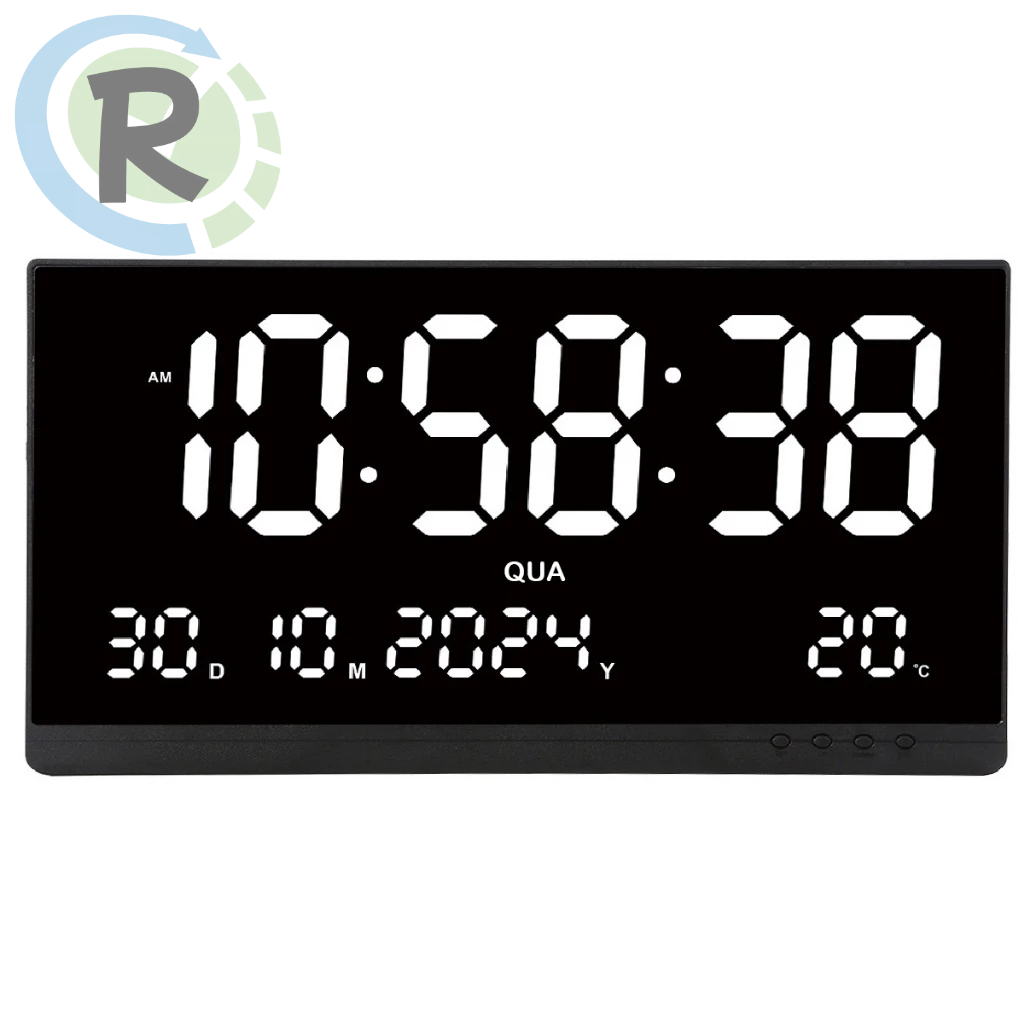 Relógio De Parede Led Digital Grande 48cm Termometro