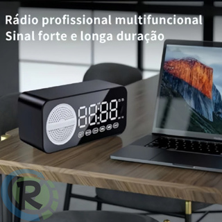 Radio Radinho Retro com Relógio Despertador e Rxibição de hora Bluetooth Portátil AD-520 em Oferta na Shopee