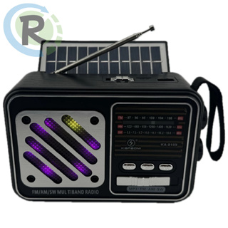 Rádio Portátil Bluetooth Painel Solar Rádio com lanterna FM USB TF KA-8109 em Oferta na Shopee