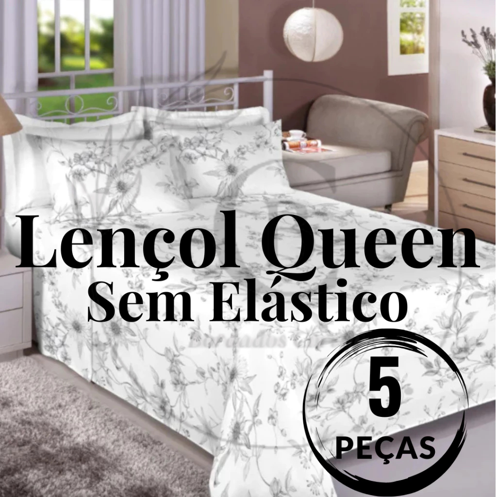 Kit 5 Lençol Casal Queen Sem Elástico Avulso Forro de Cama Lençol de Cobrir Estampado em Oferta na Shopee