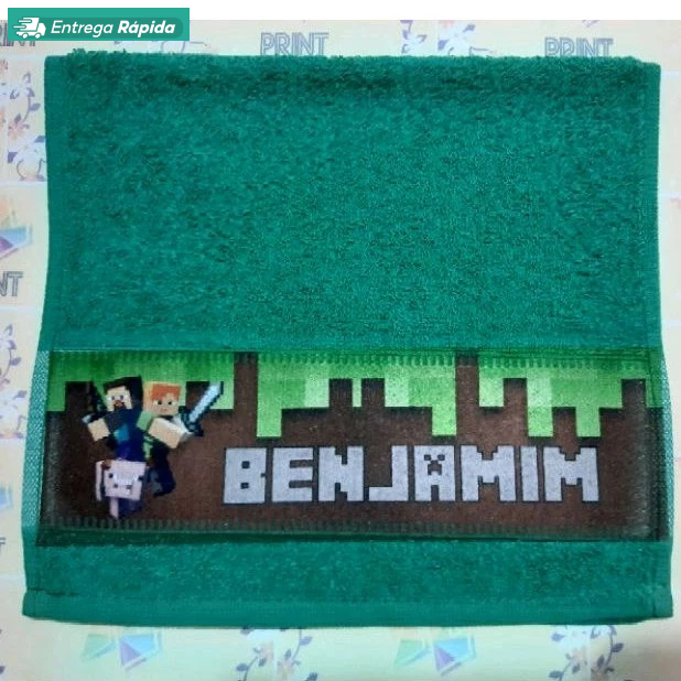 Toalhinha de Mão MINECRAFT LEGO  Personalizada COM NOME -  Toalha Lavabo de Boca Criança #ZLprint - Toalhinha Infantil
