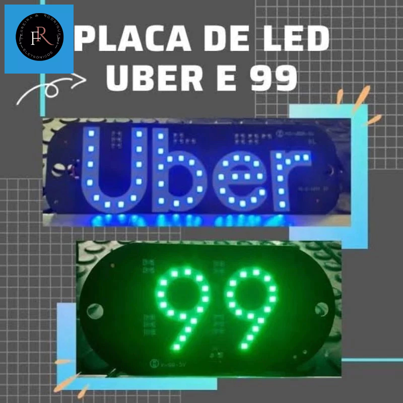 Placa Led Motorista Aplicativo Carro Luminoso Parabrisa Led Veiculo KA - 1129