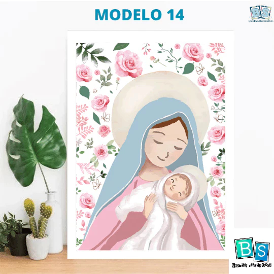 Quadro Decorativo infantil Nossa Senhora Aparecida Oração Santo Anjo do Senhor