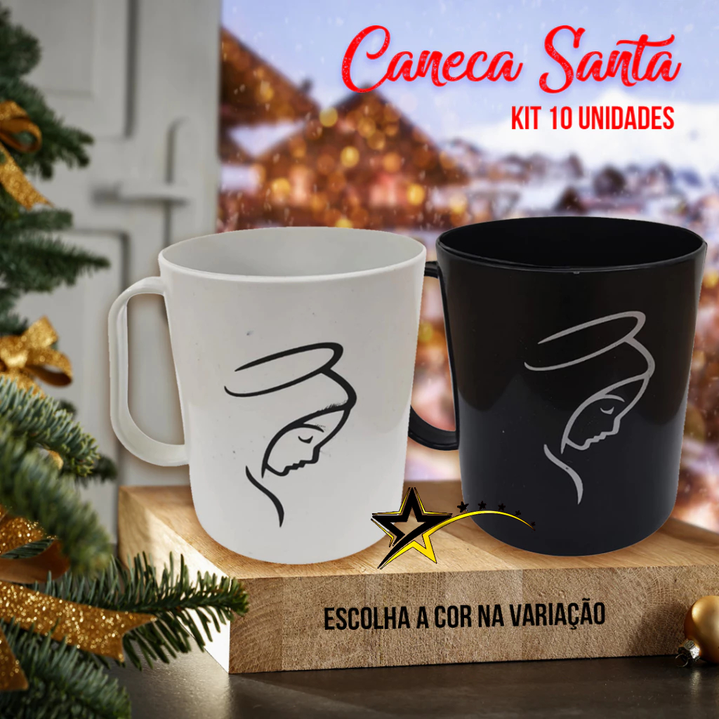 KIT COM 10 UNIDADES DE CANECAS PERSONALIZADAS SANTA MARIA APARECIDA PLÁSTICO LEMBRANCINHA RELIGIOSO