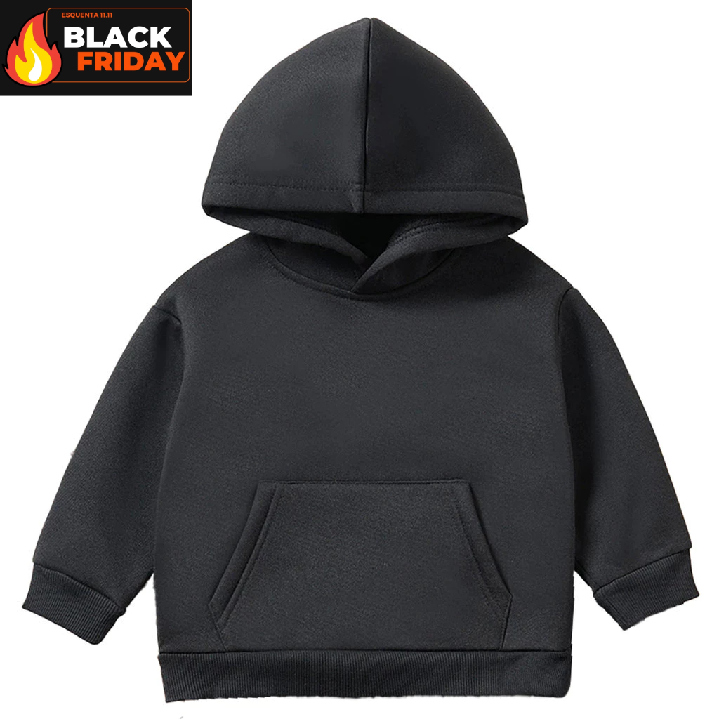 Blusa Moletom Liso Infantil Grosso Menino Casaco Juvenil Canguru Flanelado Capuz Bolso Macio Barato