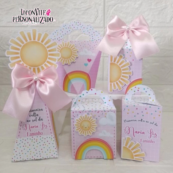 Kit Personalizados a primeira volta ao sol/ Mimos de Aniversário Lembrancinhas Caixinhas Personalizadas