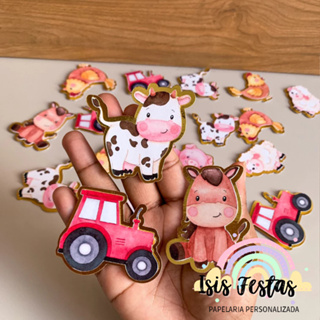 Apliques 3D Fazendinha Menino - DOURADO em Oferta na Shopee