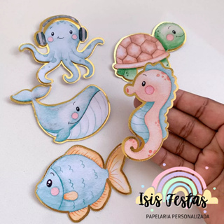 Apliques 3D Fundo do Mar Menino - DOURADO em Oferta na Shopee