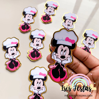 Aplique 3D Minnie Confeiteira - DOURADO em Oferta na Shopee