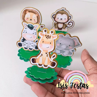 Tag Aplique 3D em Pé Safari - DOURADO em Oferta na Shopee