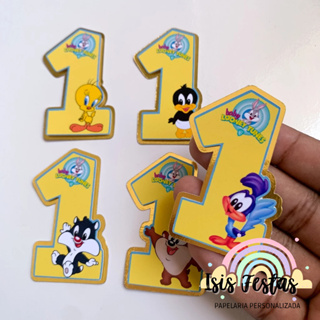 10 Aplique 3D Número Looney Tunes Menino - DOURADO em Oferta na Shopee