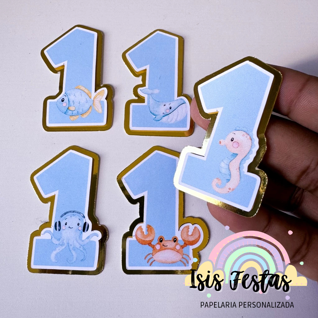 10 Números 3D Fundo do Mar Menino - DOURADO em Oferta na Shopee