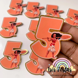 10 Apliques 3D Número MOANA - DOURADO em Oferta na Shopee