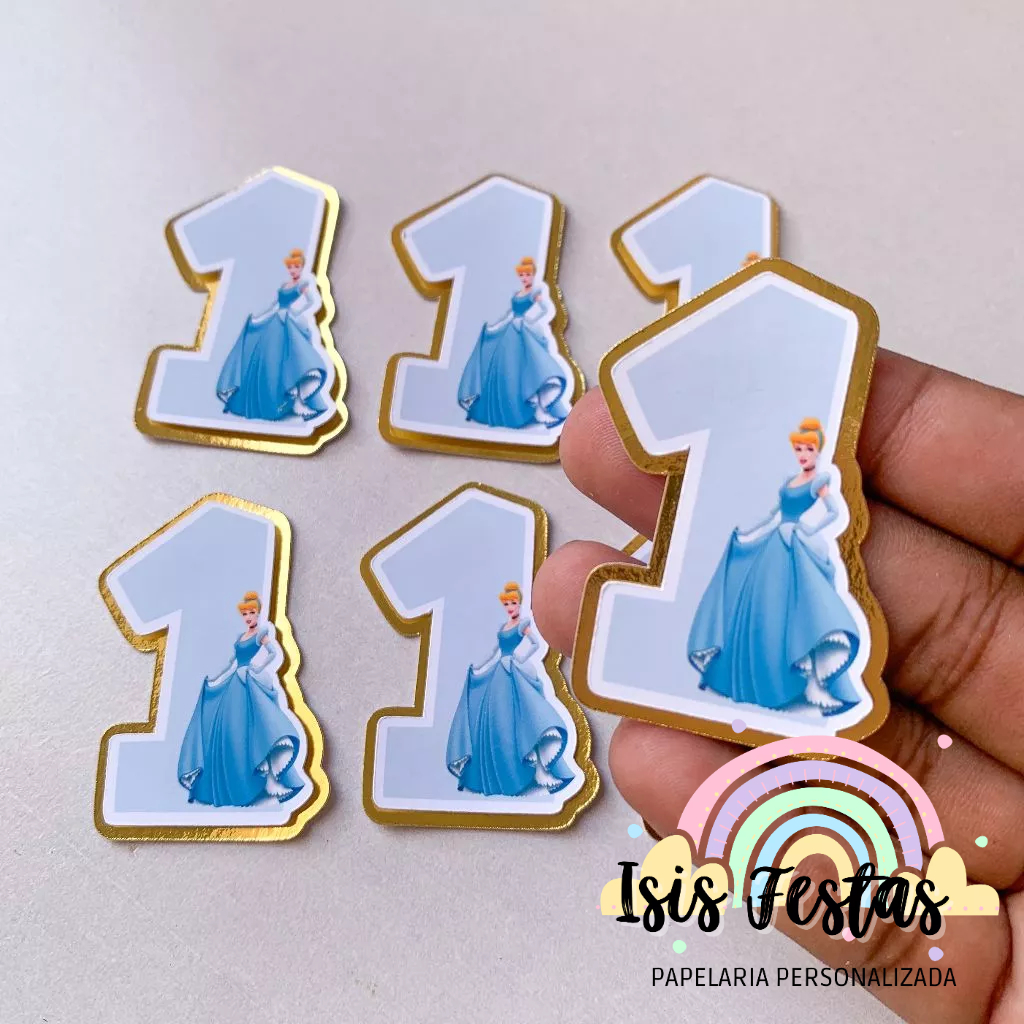 10 Apliques 3D Número CINDERELA - DOURADO em Oferta na Shopee