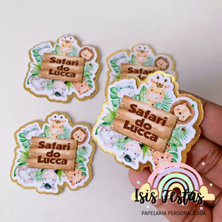 Apliques 3D Safari Menino com Nome - DOURADO em Oferta na Shopee