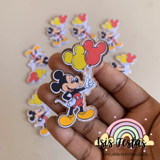 Apliques 3D Mickey com Balão - DOURADO em Oferta na Shopee