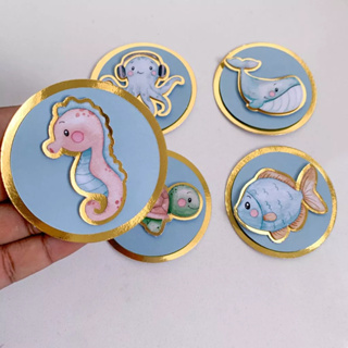 Tag Para Esfera 3D Fundo do Mar Menino - DOURADO em Oferta na Shopee