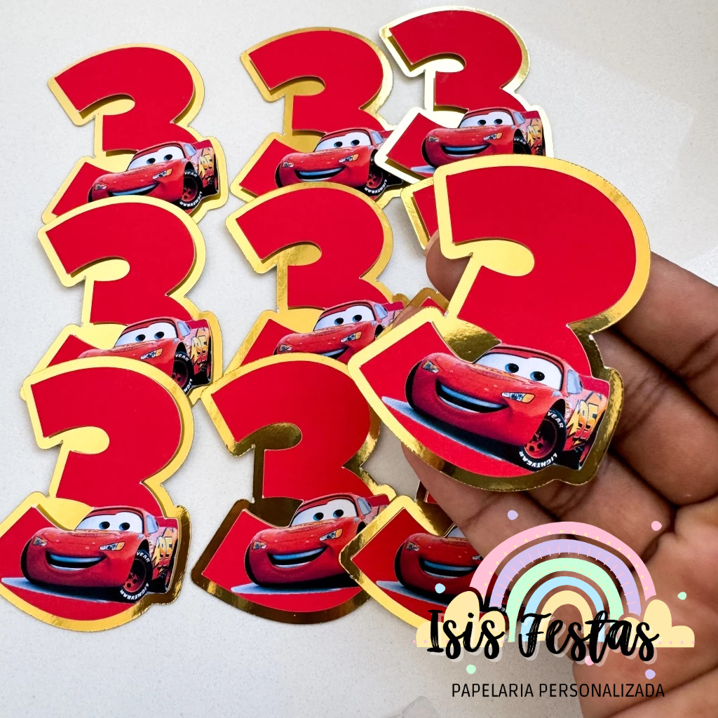 10 Números 3D Relâmpago Mcqueen - DOURADO em Oferta na Shopee