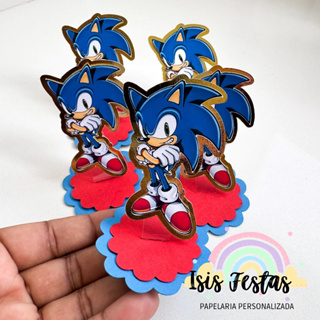 Tag Aplique 3D em Pé Sonic - DOURADO em Oferta na Shopee