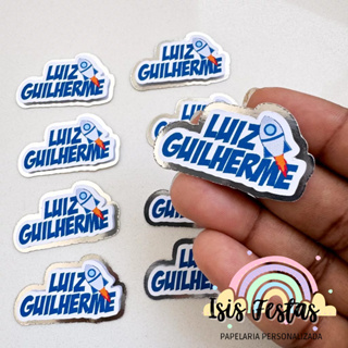 Apliques Nomes 3D Foguete Azul  - PRATA em Oferta na Shopee