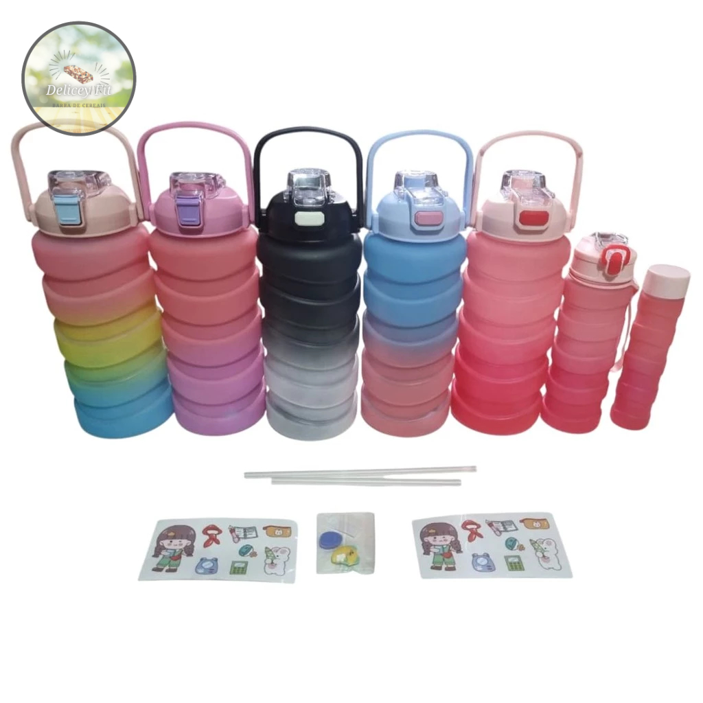 Garrafa De Água Colorida Ondulada Squeeze Academia 3 Em 1 em Oferta na Shopee