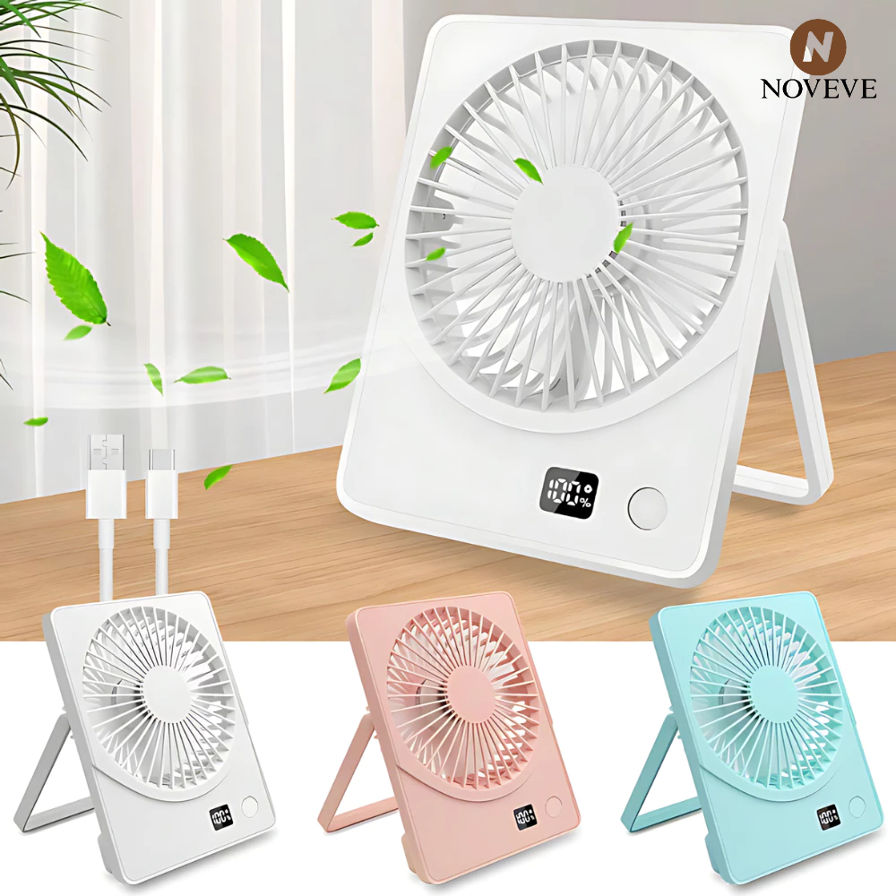 Mini Ventilador Recarregável USB 4 Velocidades Mesa escritório NOVEVE