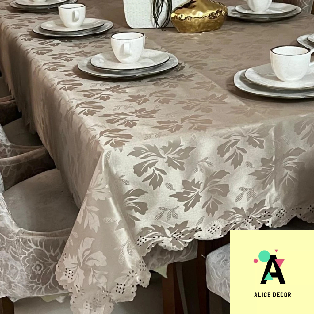 Toalha De Mesa Luxo 6 Lugares Jacquard Original Tecido Grosso