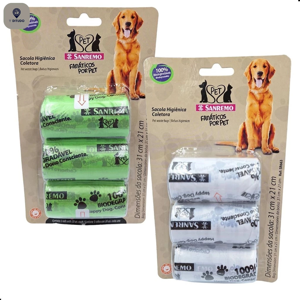 Conjunto de Saquinho Higiênico Coletoras Pet 4L Sanremo