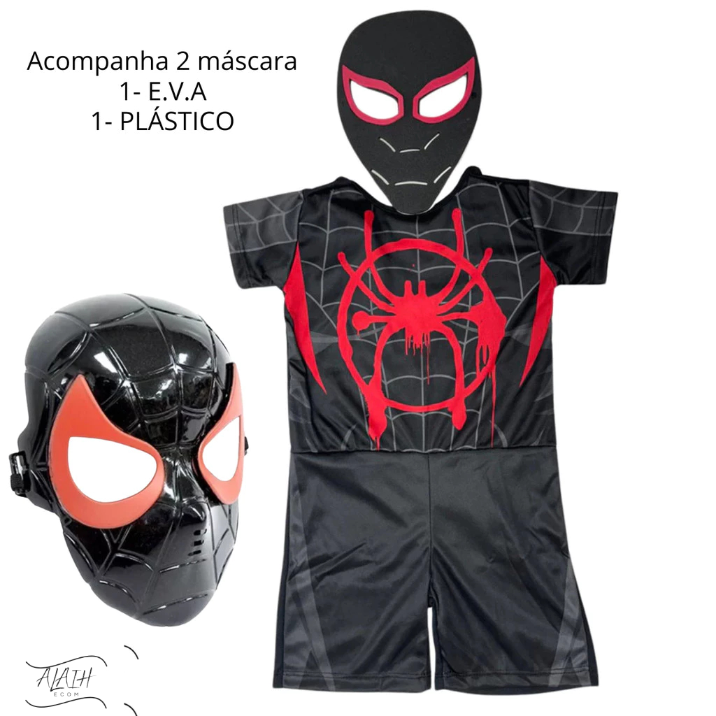 Fantasia Infantil Homem Aranha Miles Morales Com 2 Mascaras - Envio Imediato em Oferta na Shopee