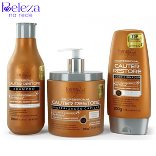 Kit Completo Cauter Restore Forever Liss - Shampoo 300ml + Condicionador 200ml + Máscara 5...