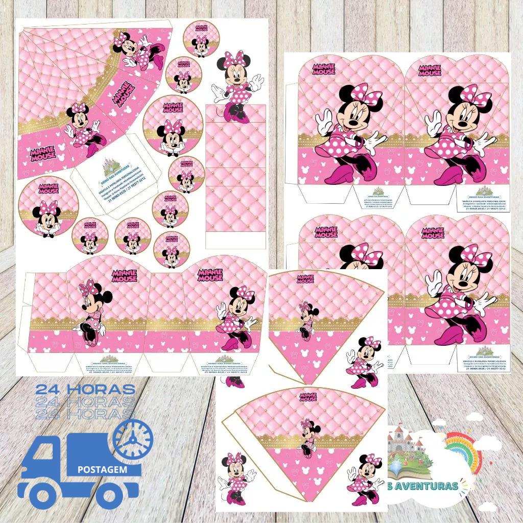 Envio imediato - TEMA MINNIE ROSA Kit 85 ou 170 Lembrancinha Festa de Aniversário (sem nome) em Oferta na Shopee