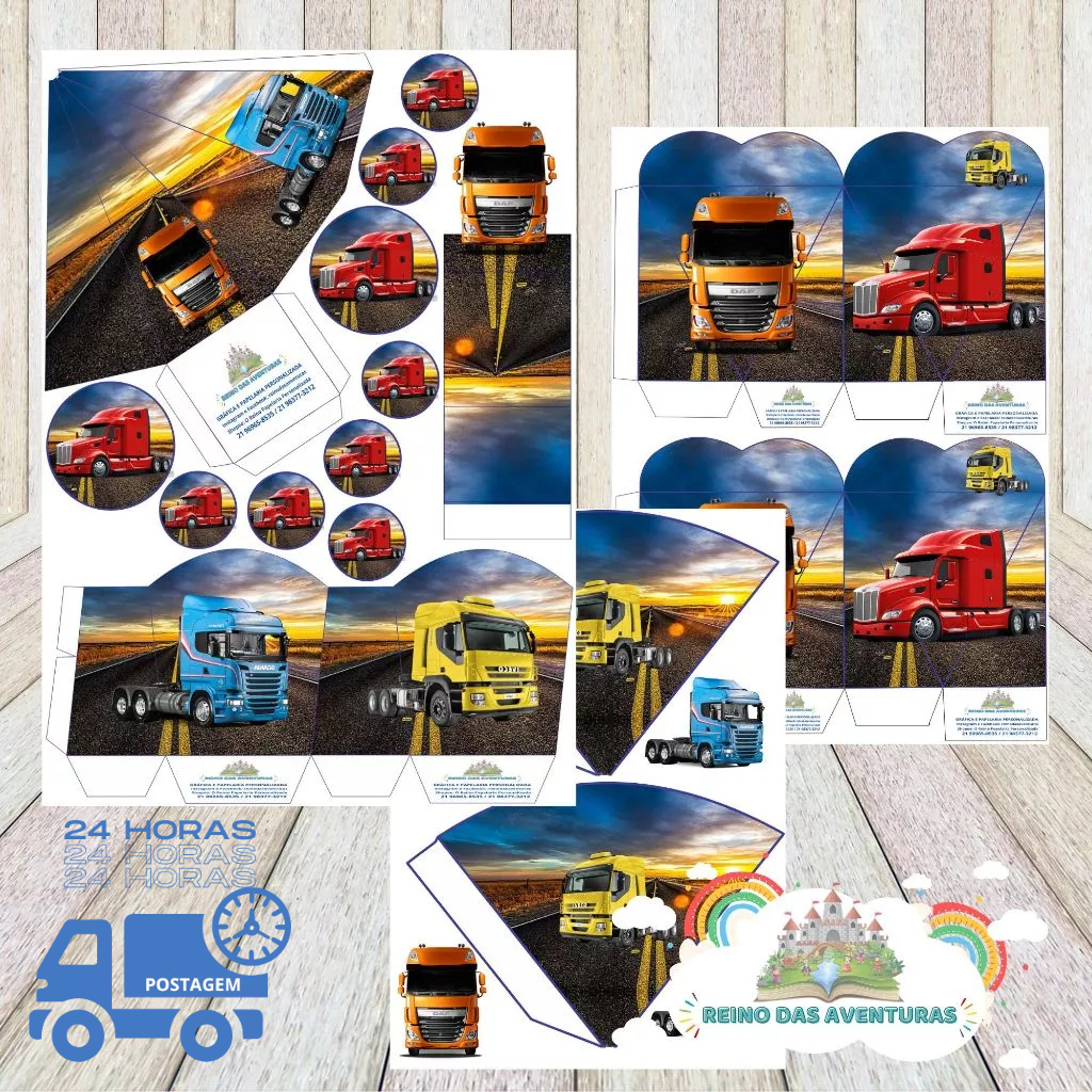 Envio imediato - TEMA CAMINHÃO Kit 85 ou 170 Lembrancinha Festa de Aniversário (sem nome) em Oferta na Shopee