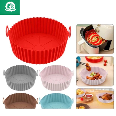 Cesto de Silicone Forma Redonda Air Fryer e Forno Fritadeira Elétrica com Alça