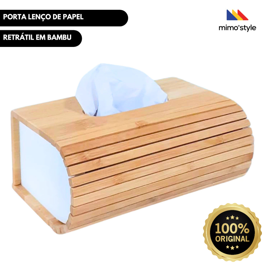Porta Lenço Papel c/ Tampa Bambu Mimo Style